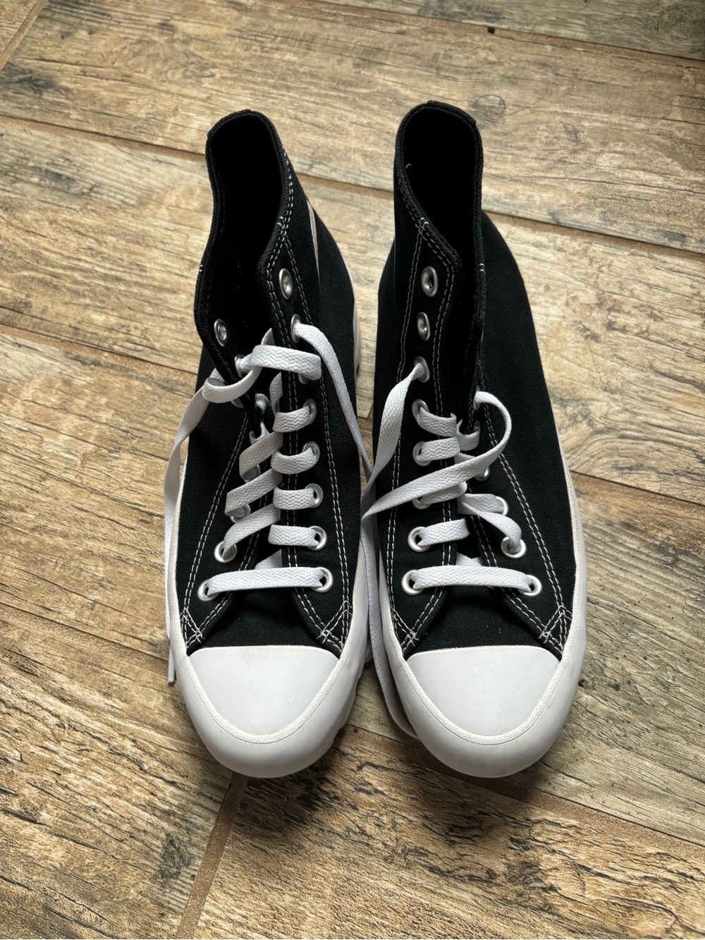Converse Black and White High-Top Platform Sneakers
